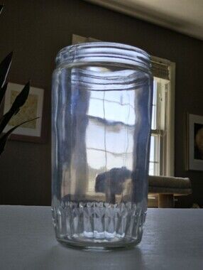 6.5" tall Vintage Jif Peanut Butter Glass Jar flower vase wedding farmhouse chic
